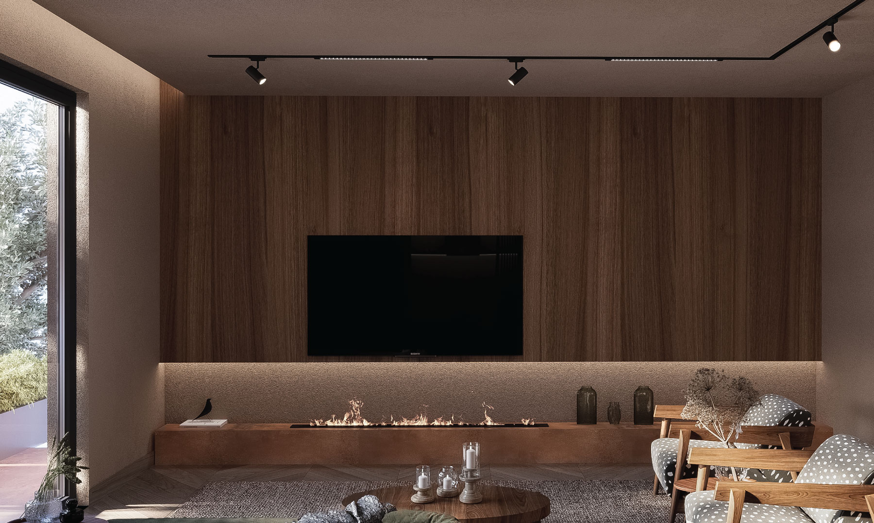 Entertainment area with TV and modern design